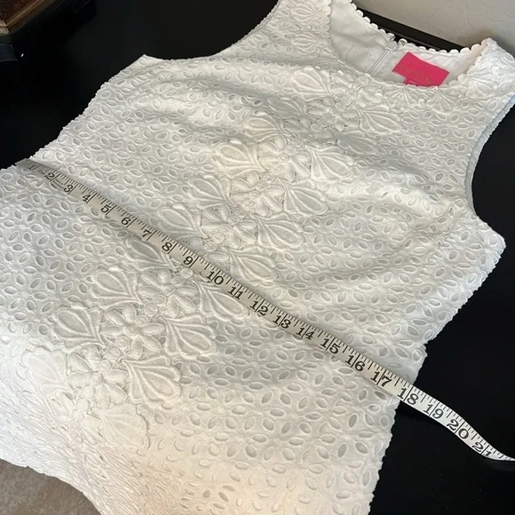 Lilly Pulitzer Melani eyelet Shift Dress 100% Cotton fully lined white Size 10 - Picture 5 of 15